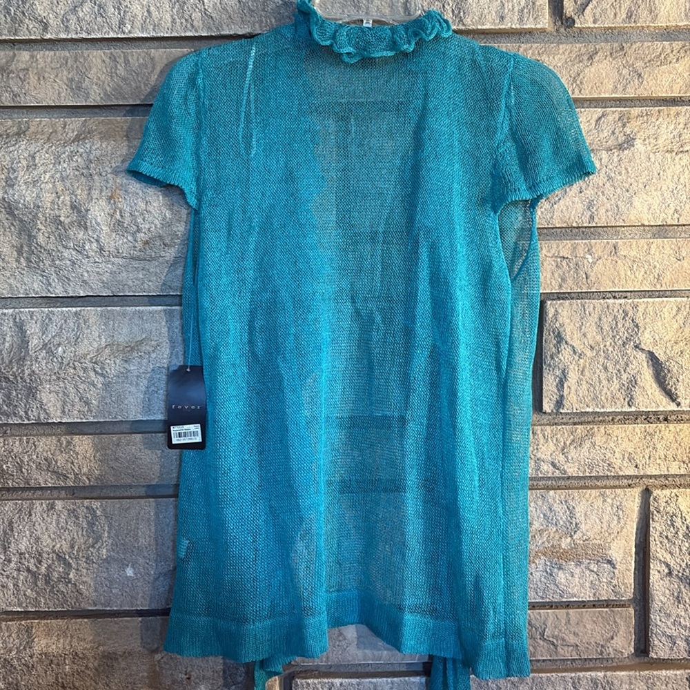Turquoise Ruffled Cardigan - Picture 5 of 8